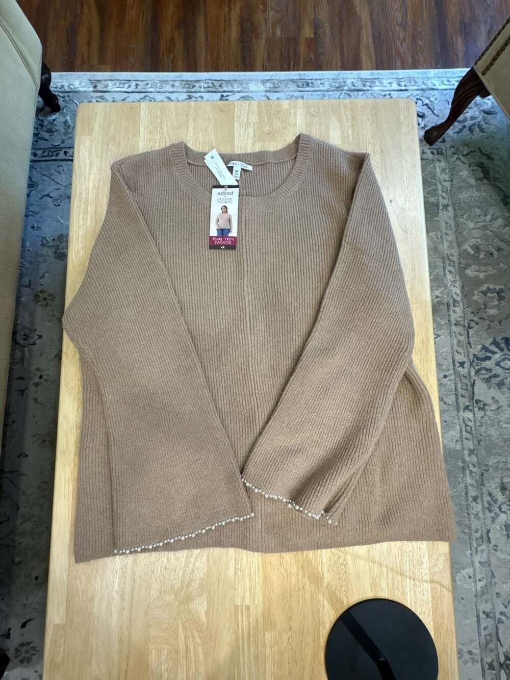 edited x Hunter McGrady Women's Pearl Trim Sweater NWT
